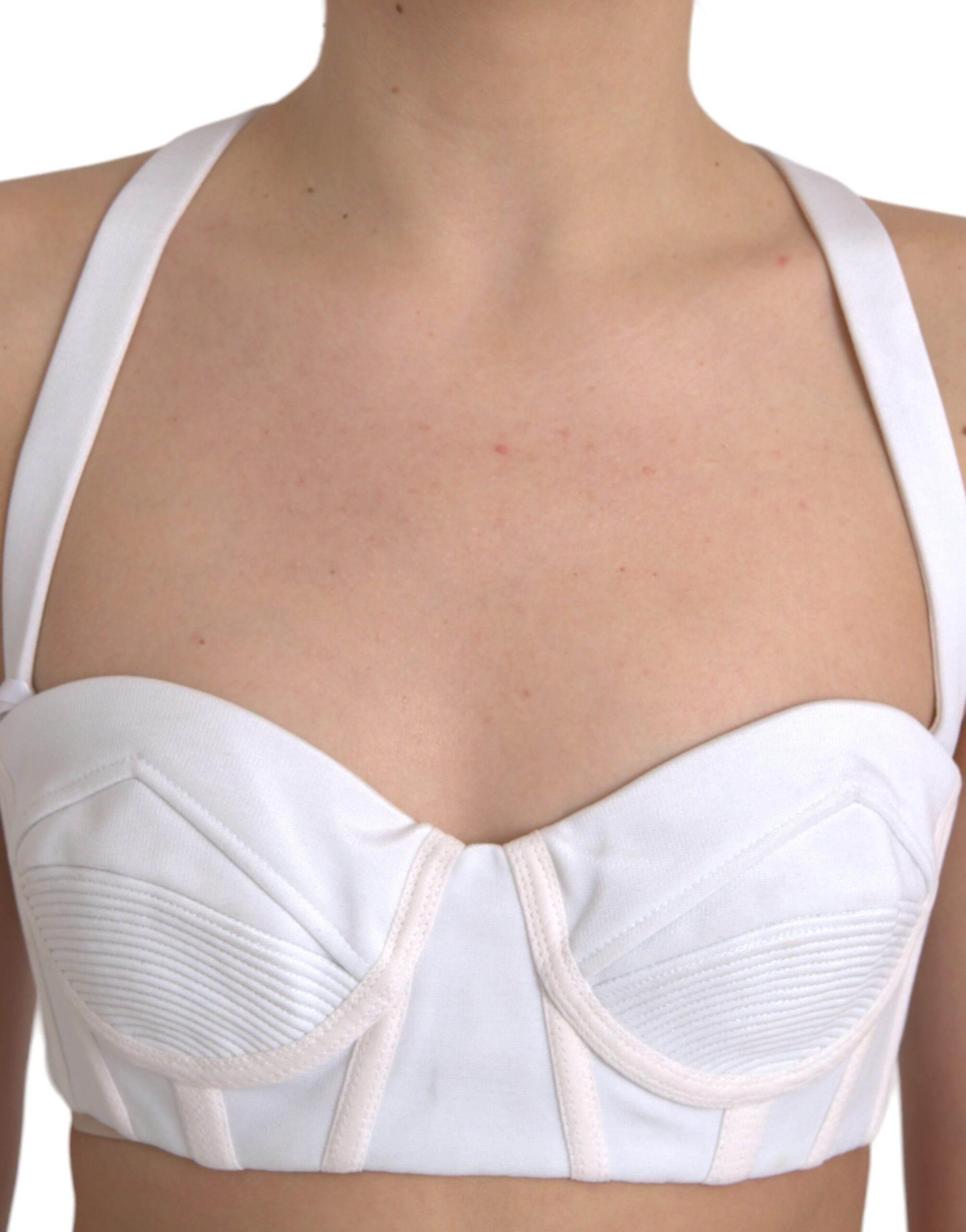 Versace White Viscose Bustier Sleeveless Cropped Top - Hilstor