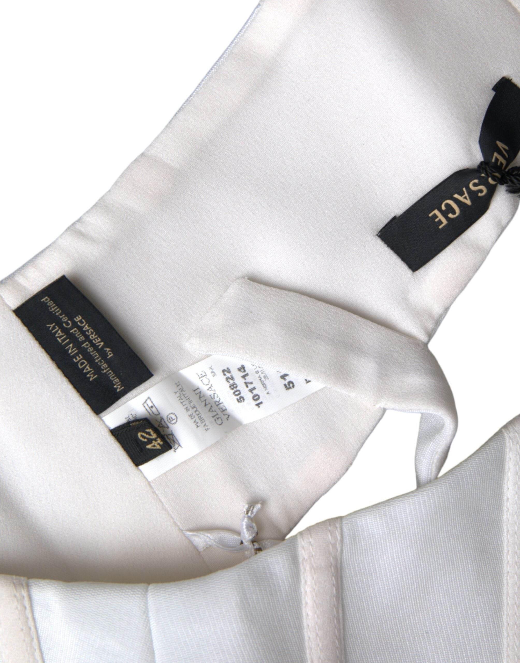 Versace White Viscose Bustier Sleeveless Cropped Top - Hilstor