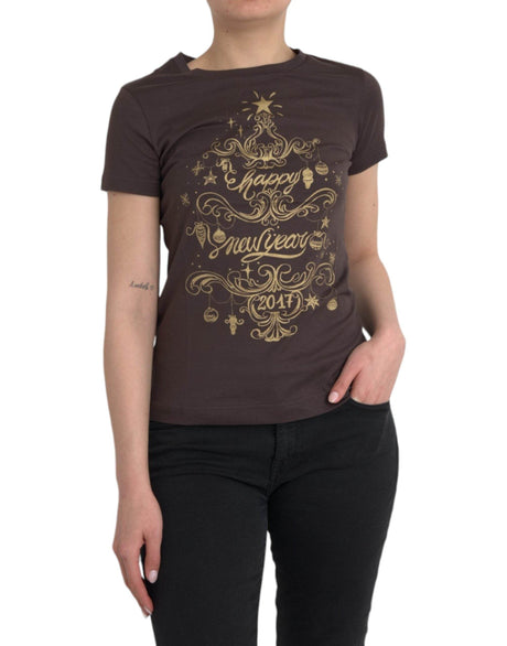 Dolce & Gabbana Brown Crewneck 2017 Motive Print T-shirt - Hilstor