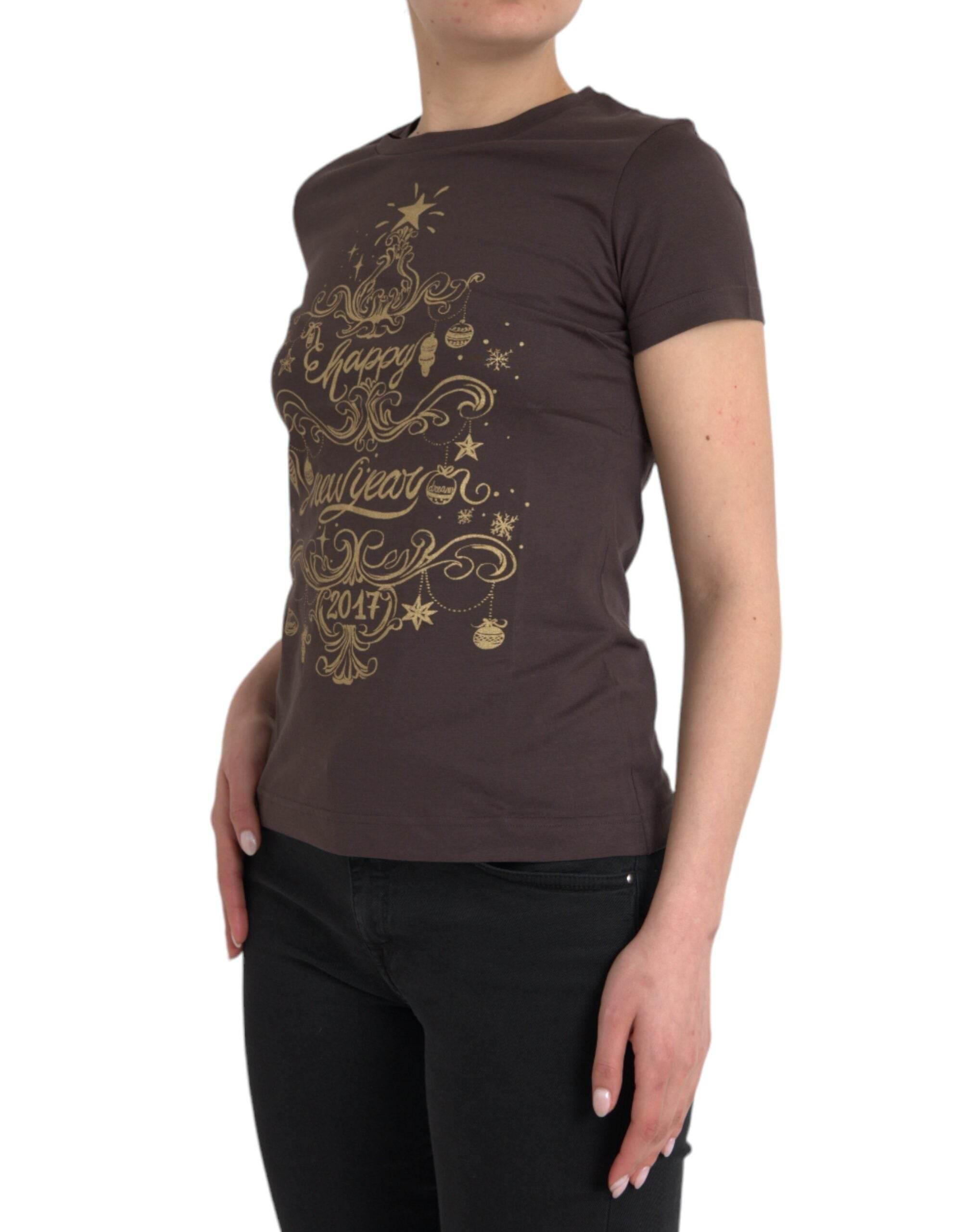 Dolce & Gabbana Brown Crewneck 2017 Motive Print T-shirt - Hilstor