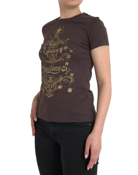 Dolce & Gabbana Brown Crewneck 2017 Motive Print T-shirt - Hilstor