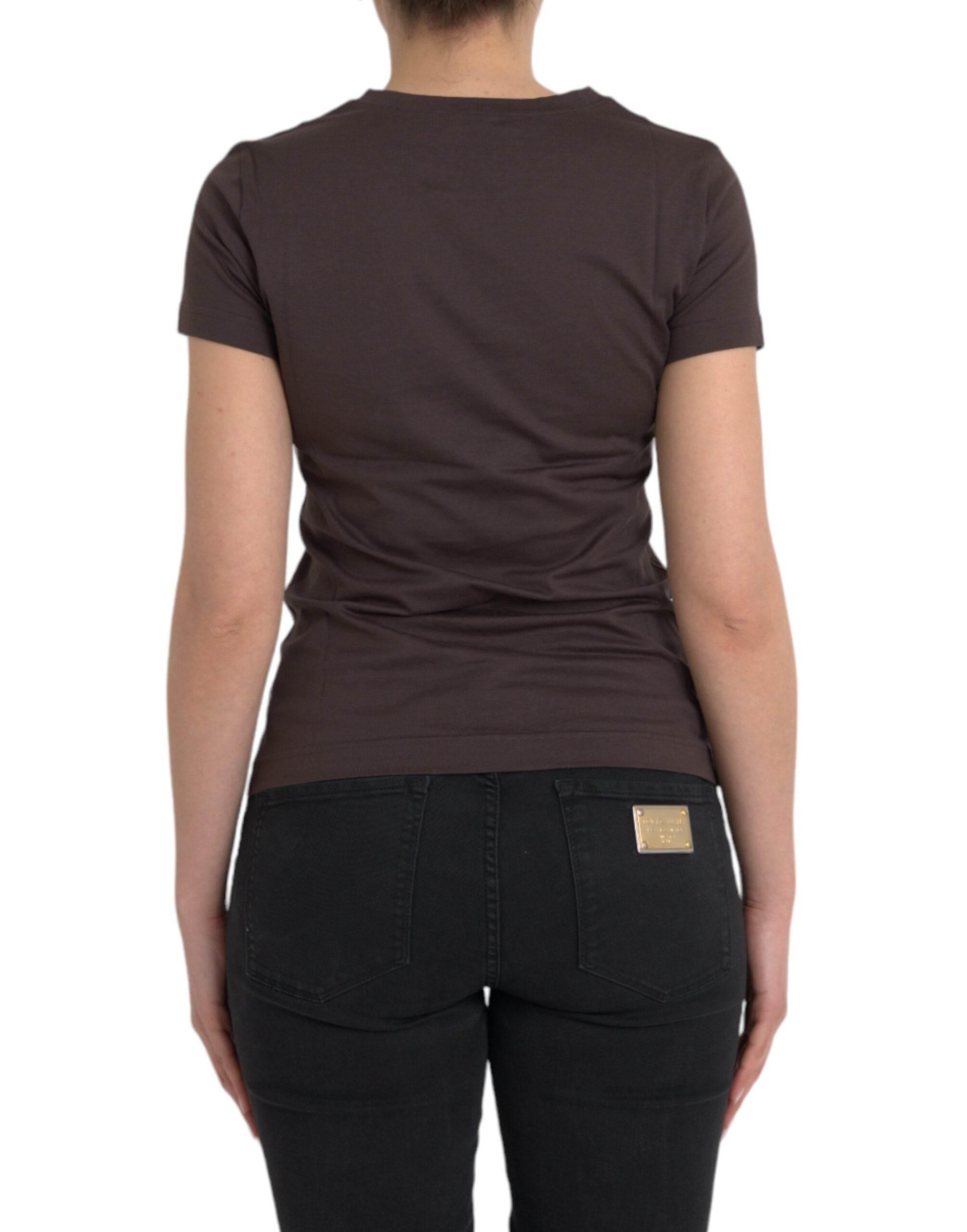 Dolce & Gabbana Brown Crewneck 2017 Motive Print T-shirt - Hilstor
