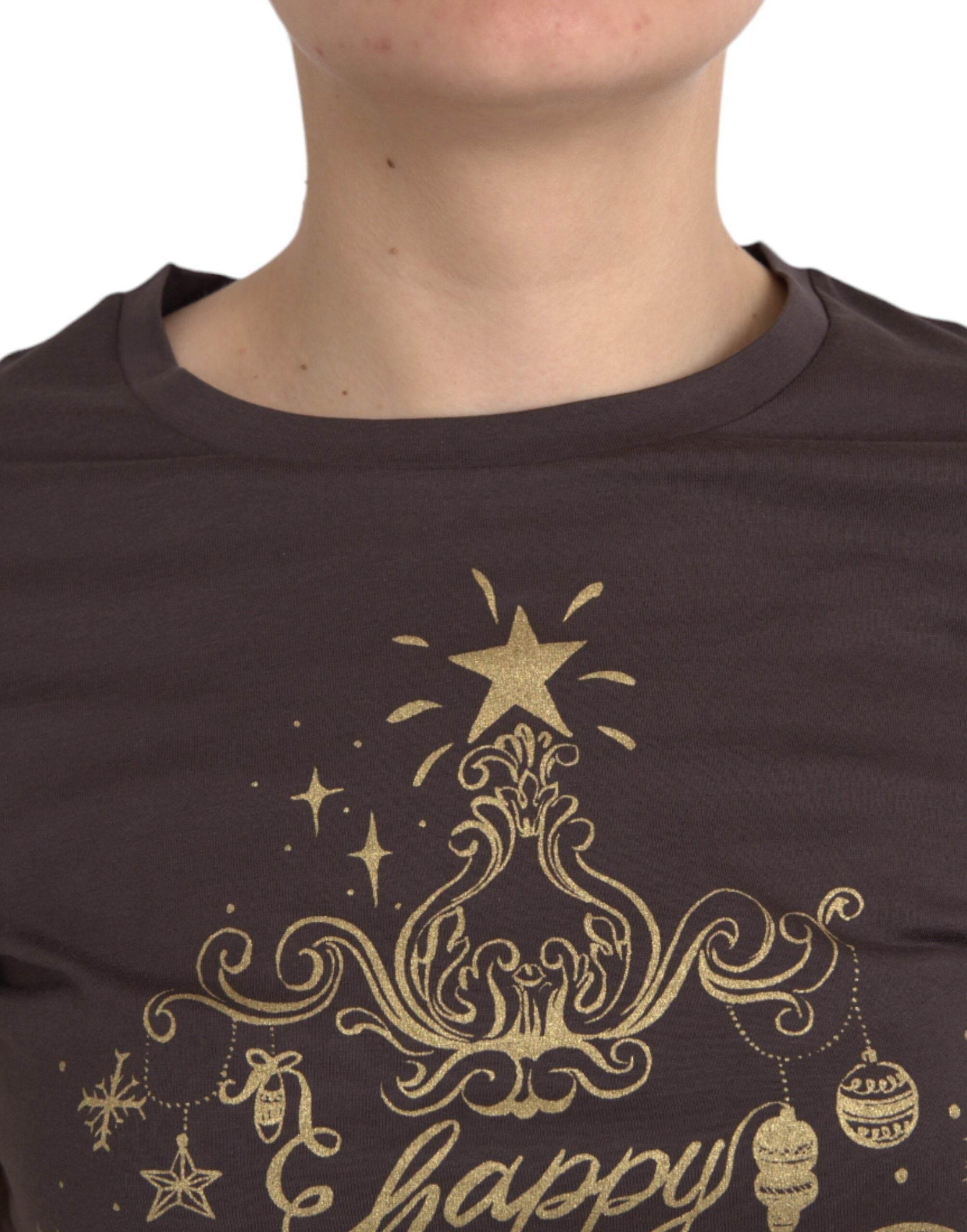 Dolce & Gabbana Brown Crewneck 2017 Motive Print T-shirt - Hilstor