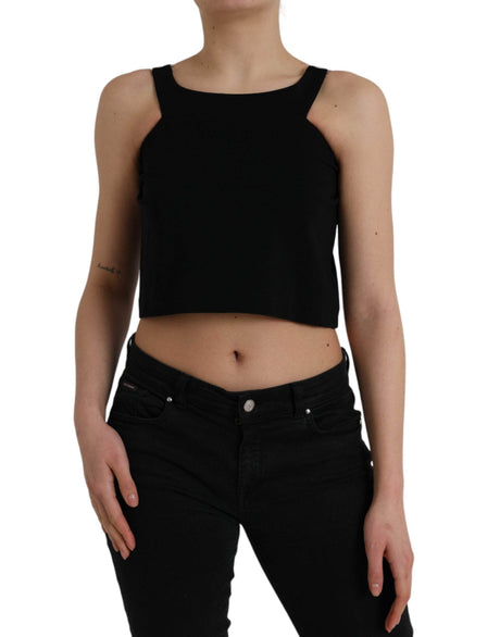 Dolce & Gabbana Black Sleeveless Round Neck Cropped Tank Top - Hilstor