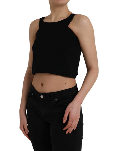 Dolce & Gabbana Black Sleeveless Round Neck Cropped Tank Top - Hilstor