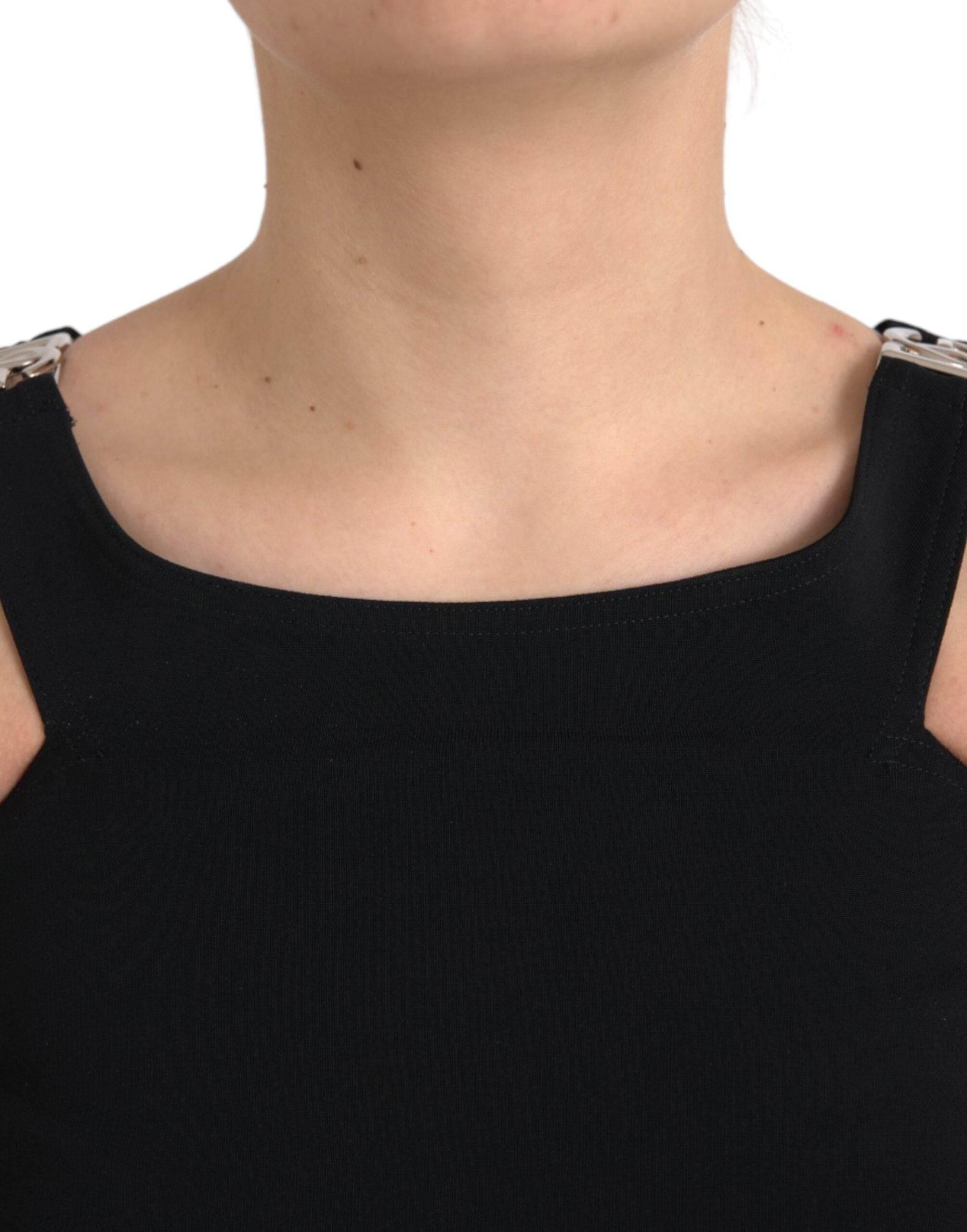 Dolce & Gabbana Black Sleeveless Round Neck Cropped Tank Top - Hilstor