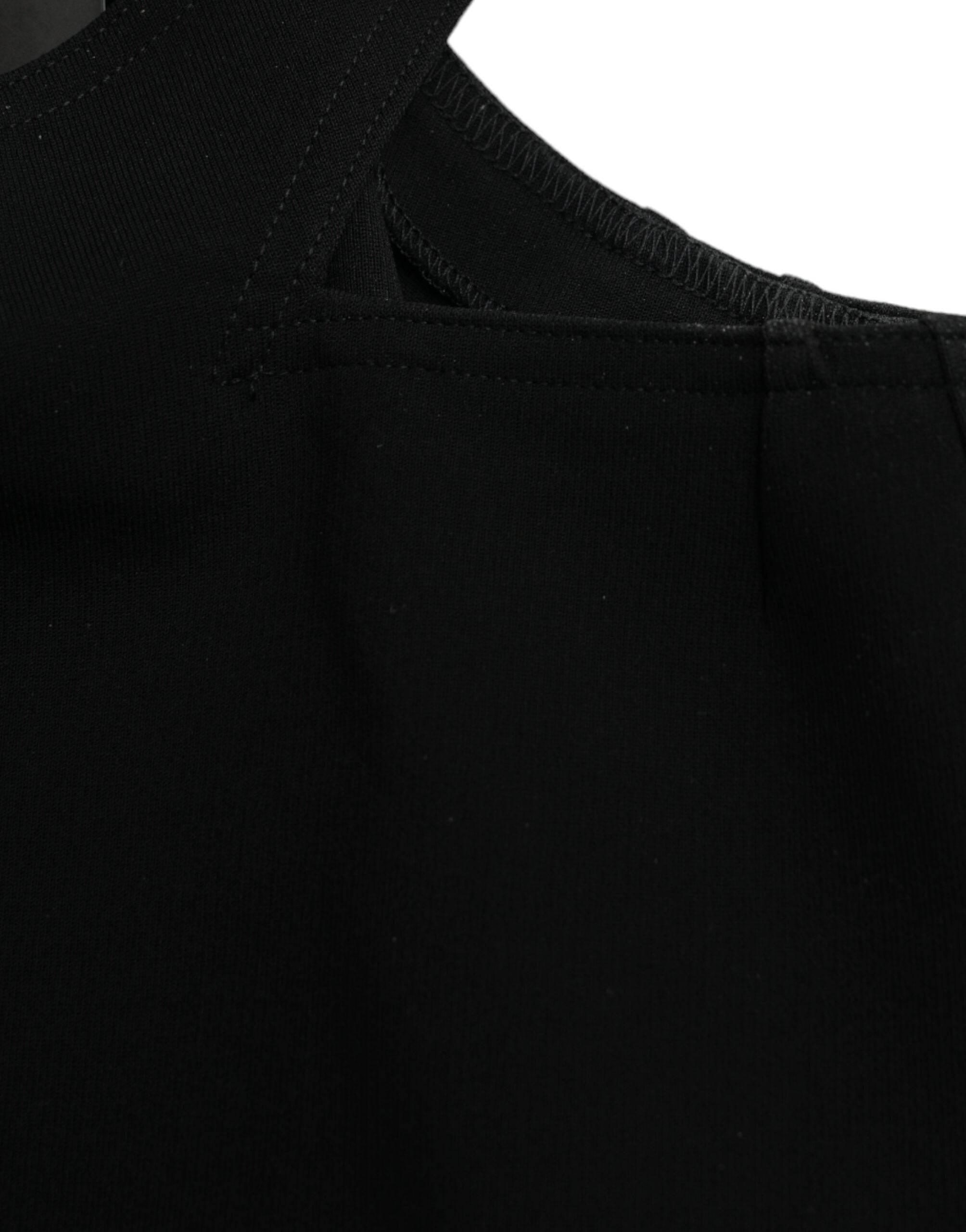 Dolce & Gabbana Black Sleeveless Round Neck Cropped Tank Top - Hilstor