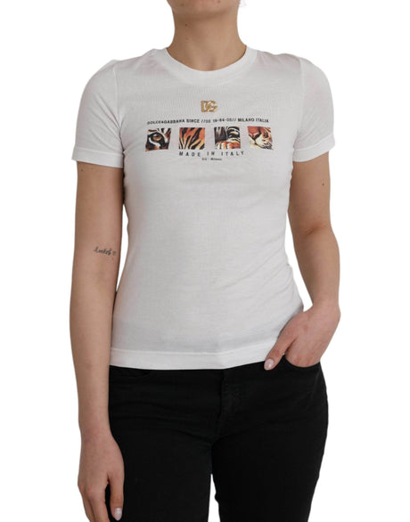 Dolce & Gabbana White Cotton Short Sleeves Crew Neck T-shirt - Hilstor