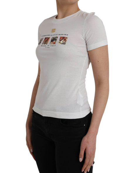 Dolce & Gabbana White Cotton Short Sleeves Crew Neck T-shirt - Hilstor