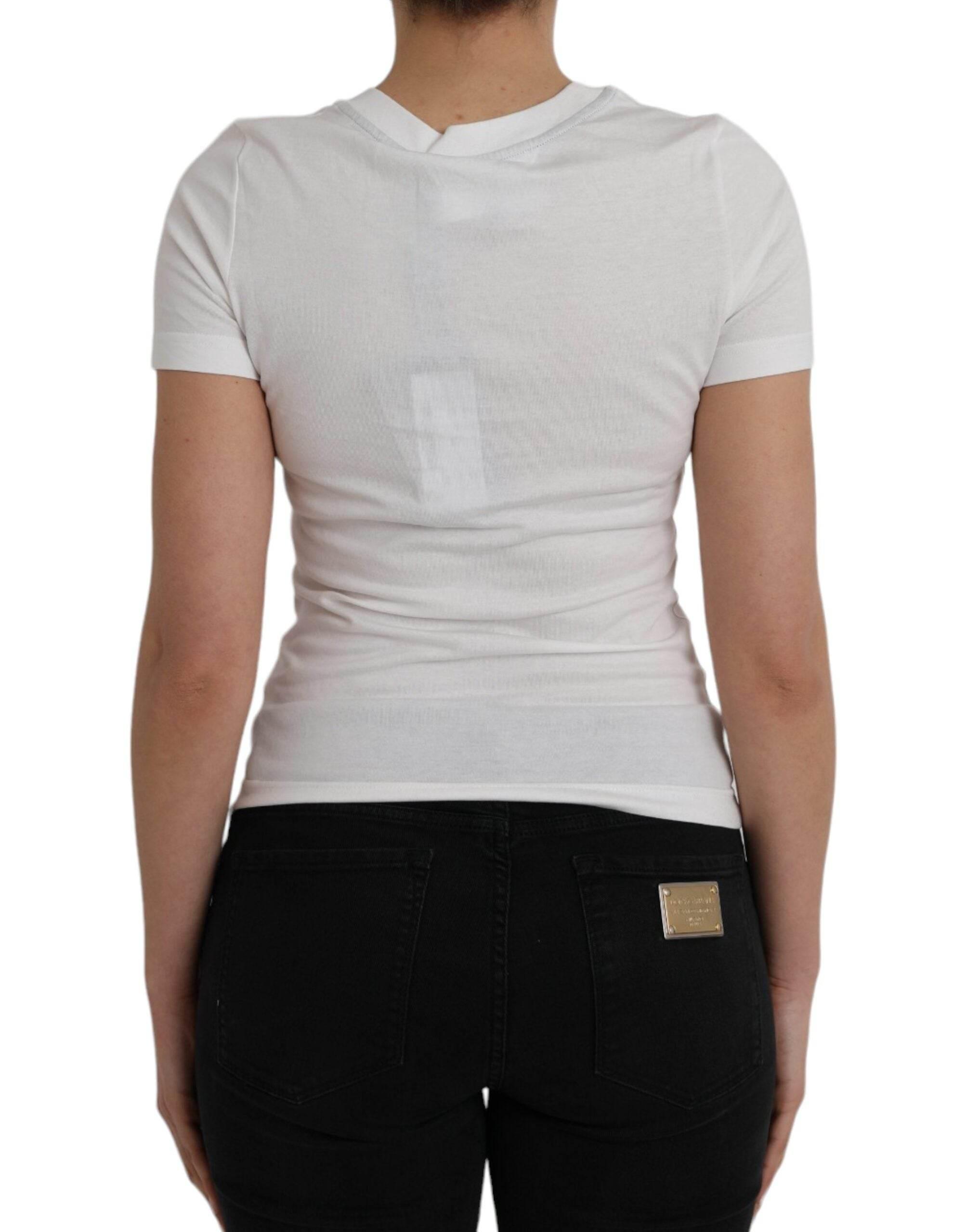 Dolce & Gabbana White Cotton Short Sleeves Crew Neck T-shirt - Hilstor
