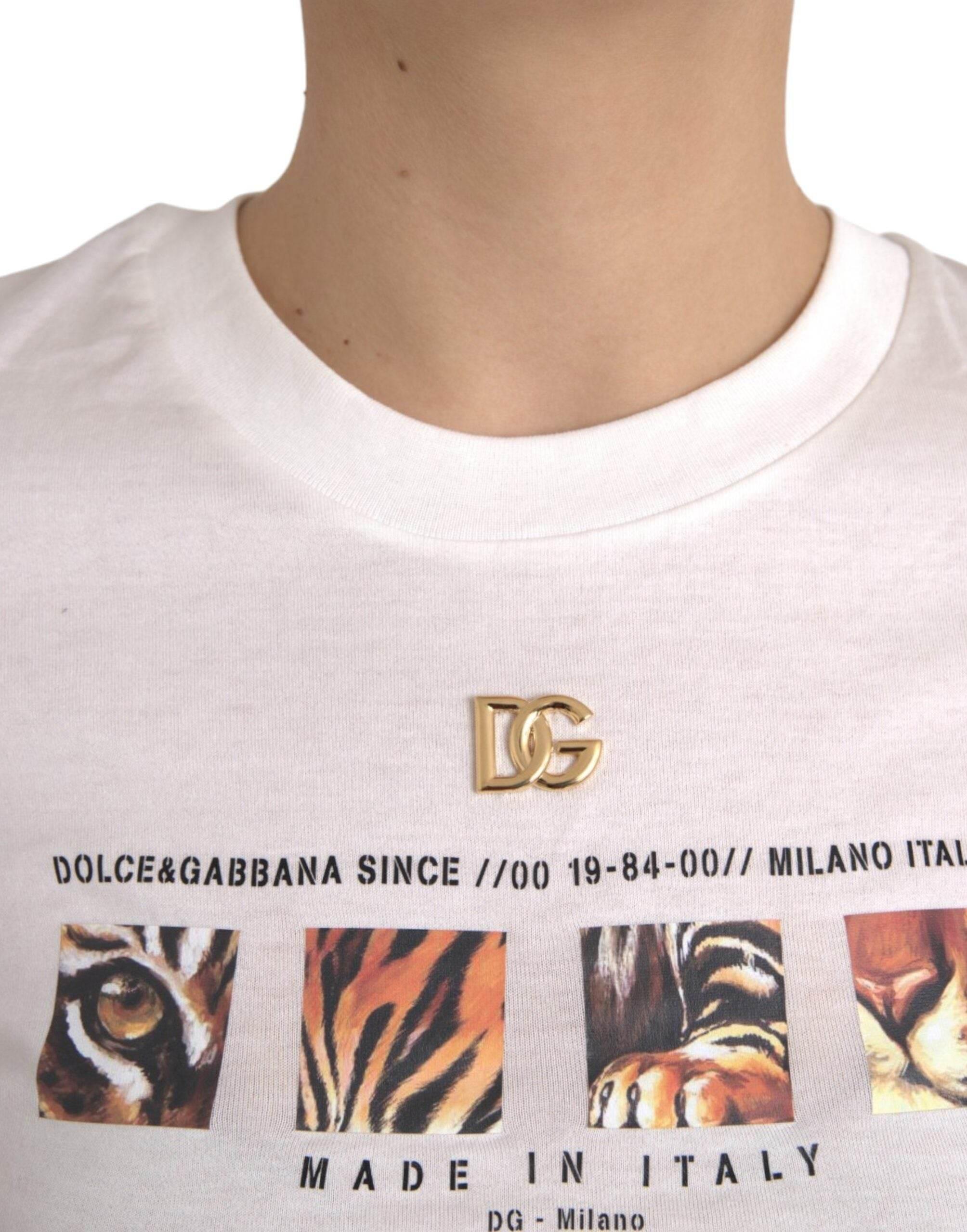 Dolce & Gabbana White Cotton Short Sleeves Crew Neck T-shirt - Hilstor