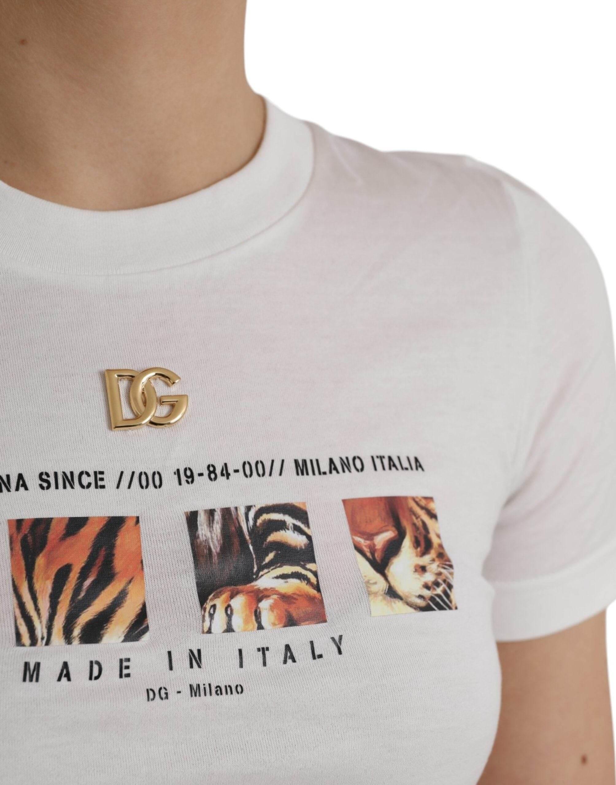 Dolce & Gabbana White Cotton Short Sleeves Crew Neck T-shirt - Hilstor