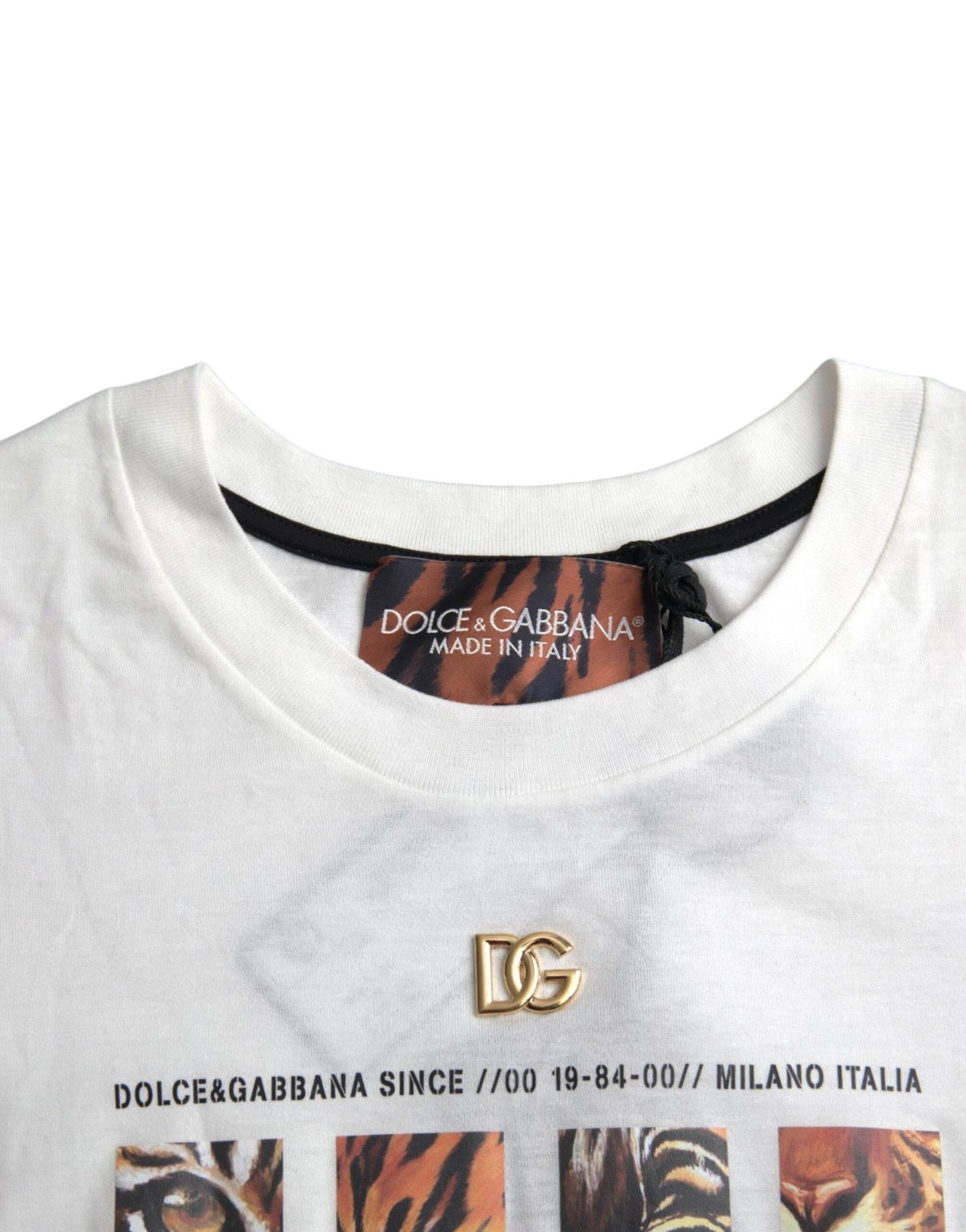 Dolce & Gabbana White Cotton Short Sleeves Crew Neck T-shirt - Hilstor