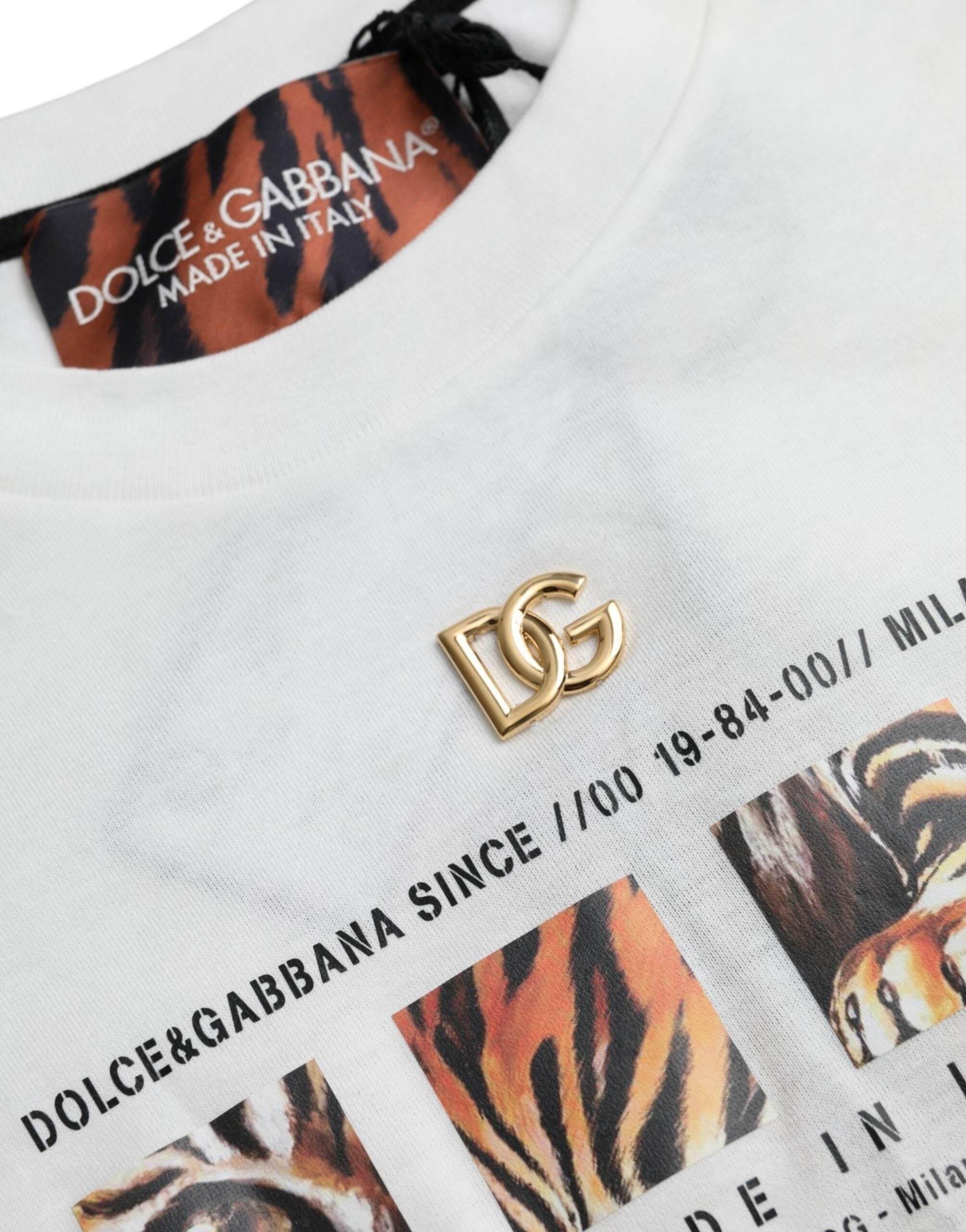 Dolce & Gabbana White Cotton Short Sleeves Crew Neck T-shirt - Hilstor