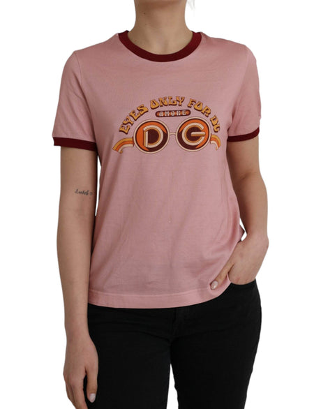 Dolce & Gabbana Pink Cotton Short Sleeves Crew Neck T-shirt - Hilstor