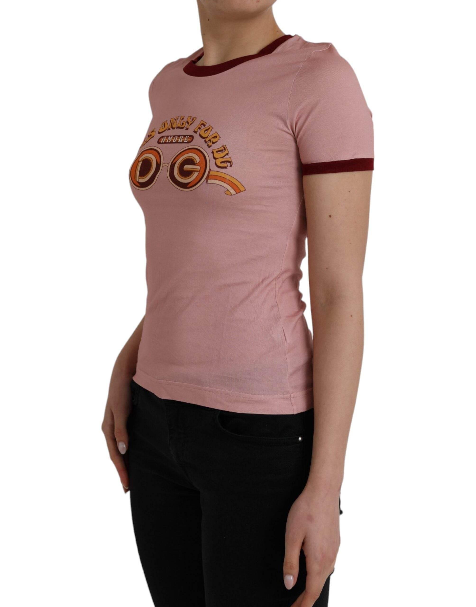 Dolce & Gabbana Pink Cotton Short Sleeves Crew Neck T-shirt - Hilstor