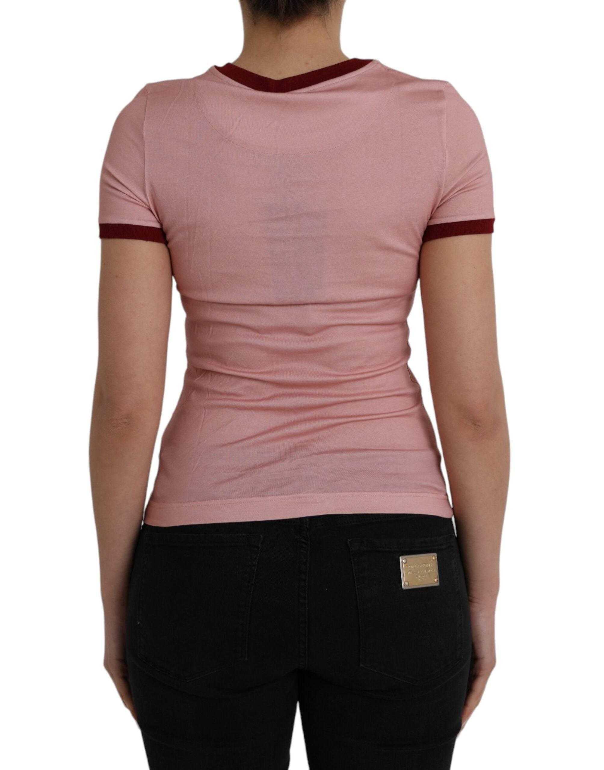 Dolce & Gabbana Pink Cotton Short Sleeves Crew Neck T-shirt - Hilstor