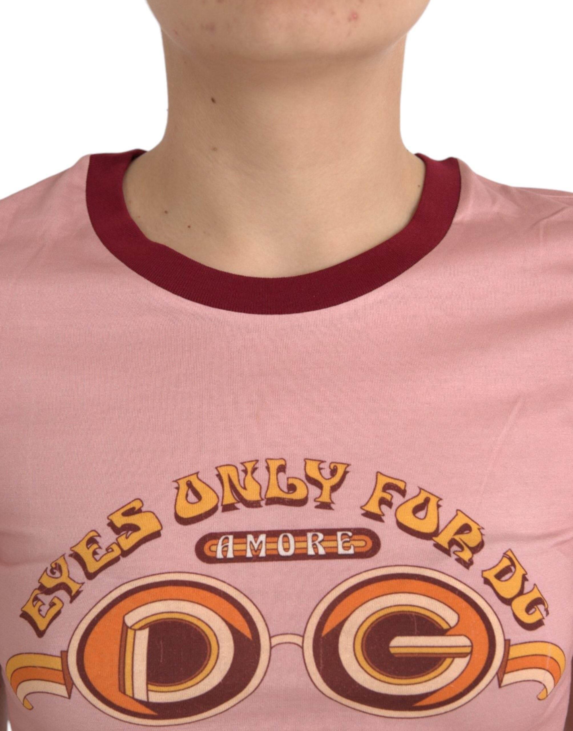 Dolce & Gabbana Pink Cotton Short Sleeves Crew Neck T-shirt - Hilstor