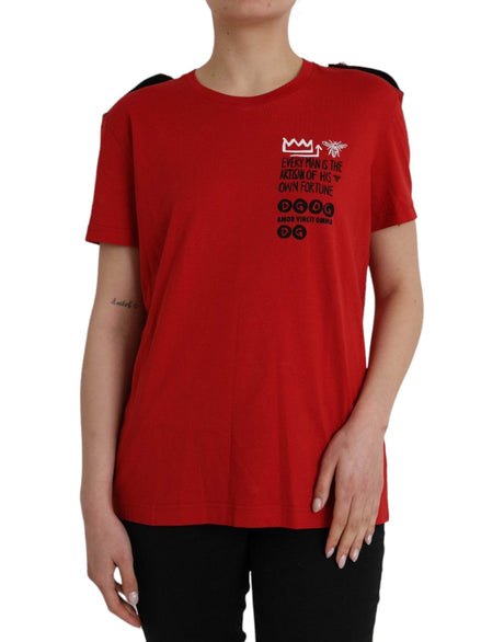 Dolce & Gabbana Red Cotton Graphic Print Crew Neck T-shirt - Hilstor