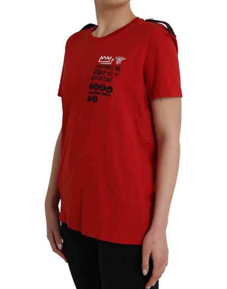 Dolce & Gabbana Red Cotton Graphic Print Crew Neck T-shirt - Hilstor