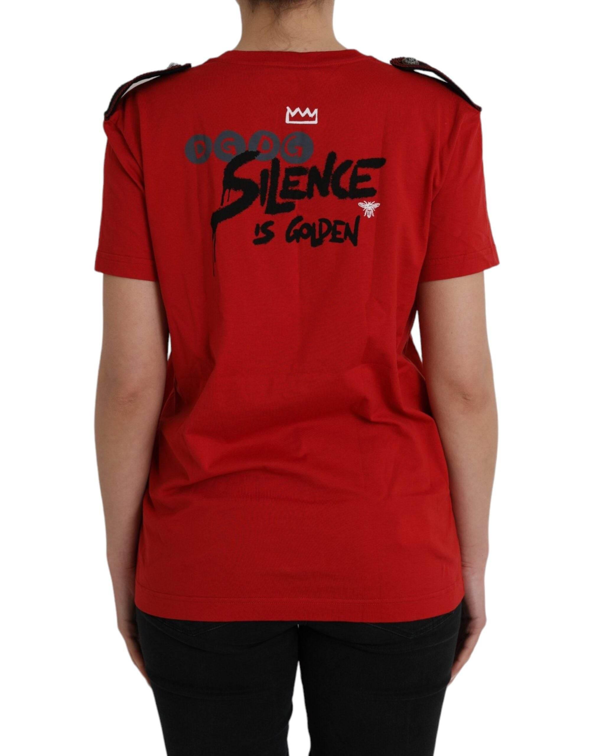 Dolce & Gabbana Red Cotton Graphic Print Crew Neck T-shirt - Hilstor