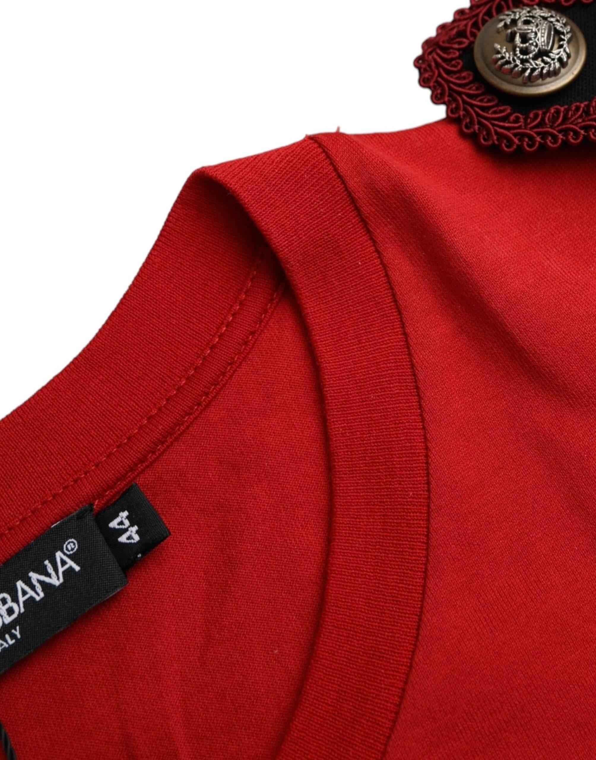 Dolce & Gabbana Red Cotton Graphic Print Crew Neck T-shirt - Hilstor