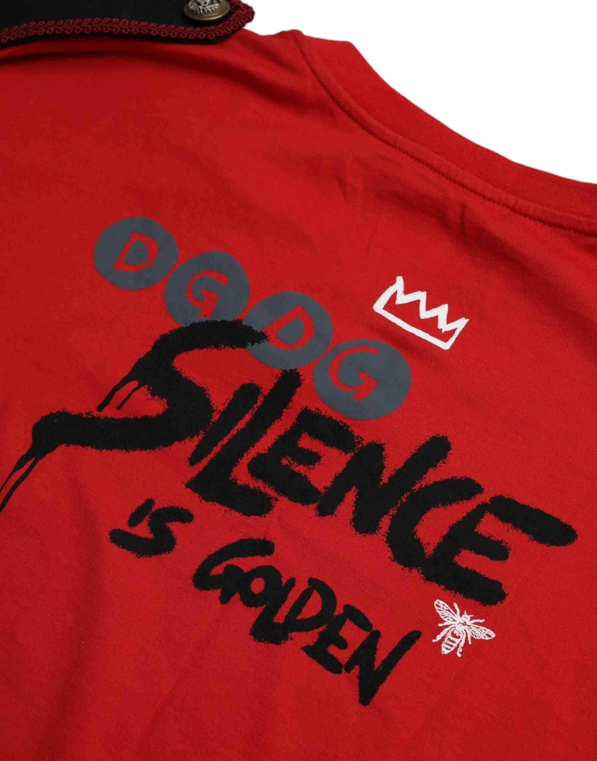 Dolce & Gabbana Red Cotton Graphic Print Crew Neck T-shirt - Hilstor