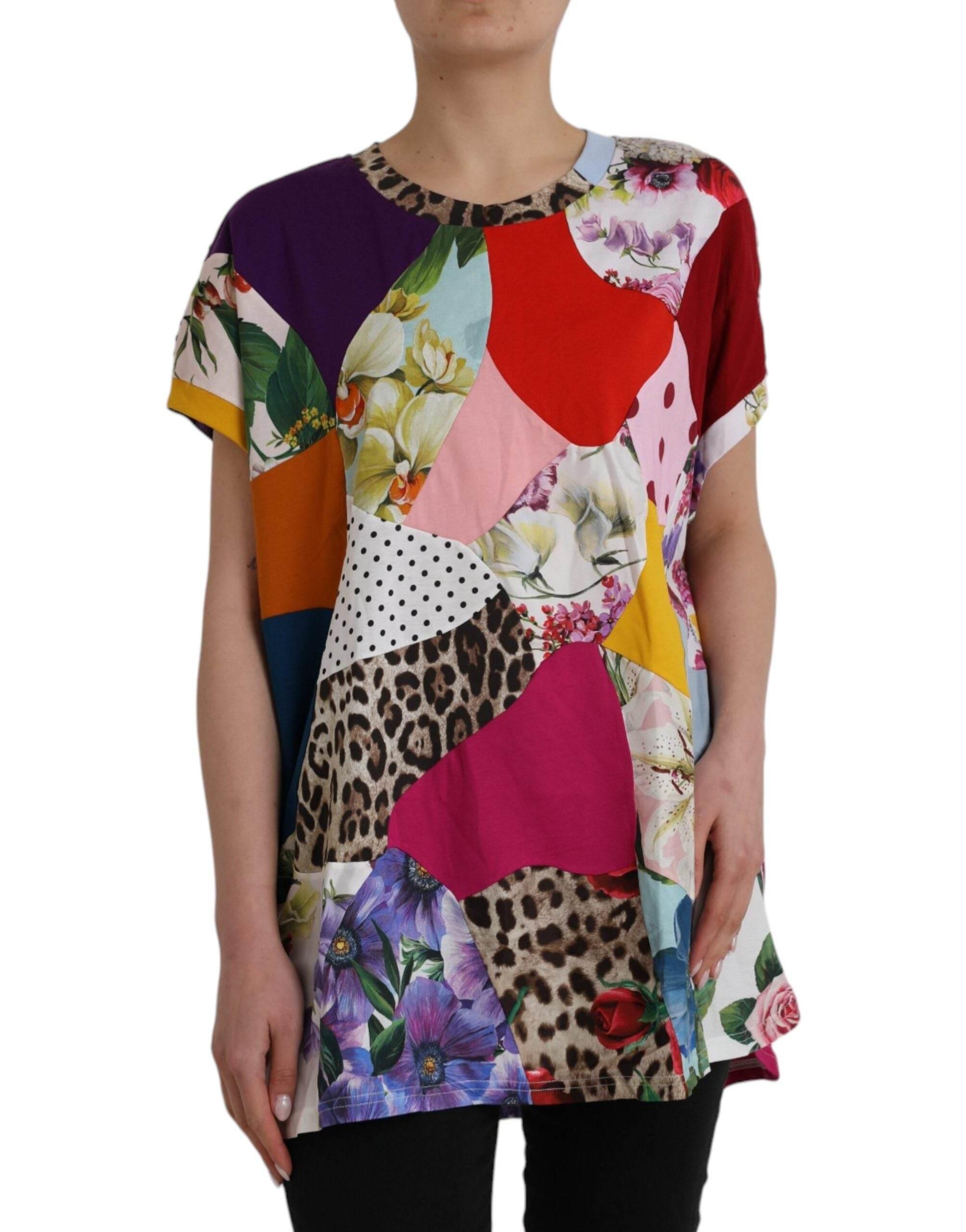 Dolce & Gabbana Multicolor Patchwork Cotton Silk Blouse Top - Hilstor