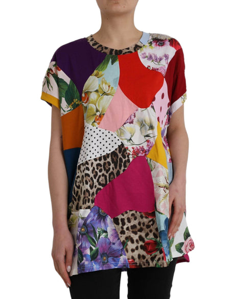 Dolce & Gabbana Multicolor Patchwork Cotton Silk Blouse Top - Hilstor