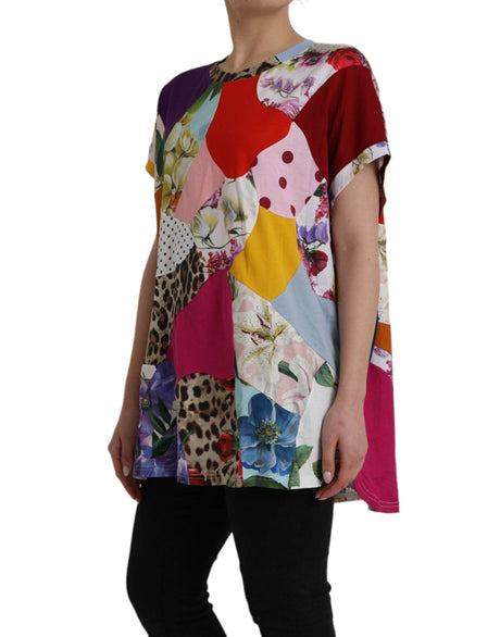 Dolce & Gabbana Multicolor Patchwork Cotton Silk Blouse Top - Hilstor