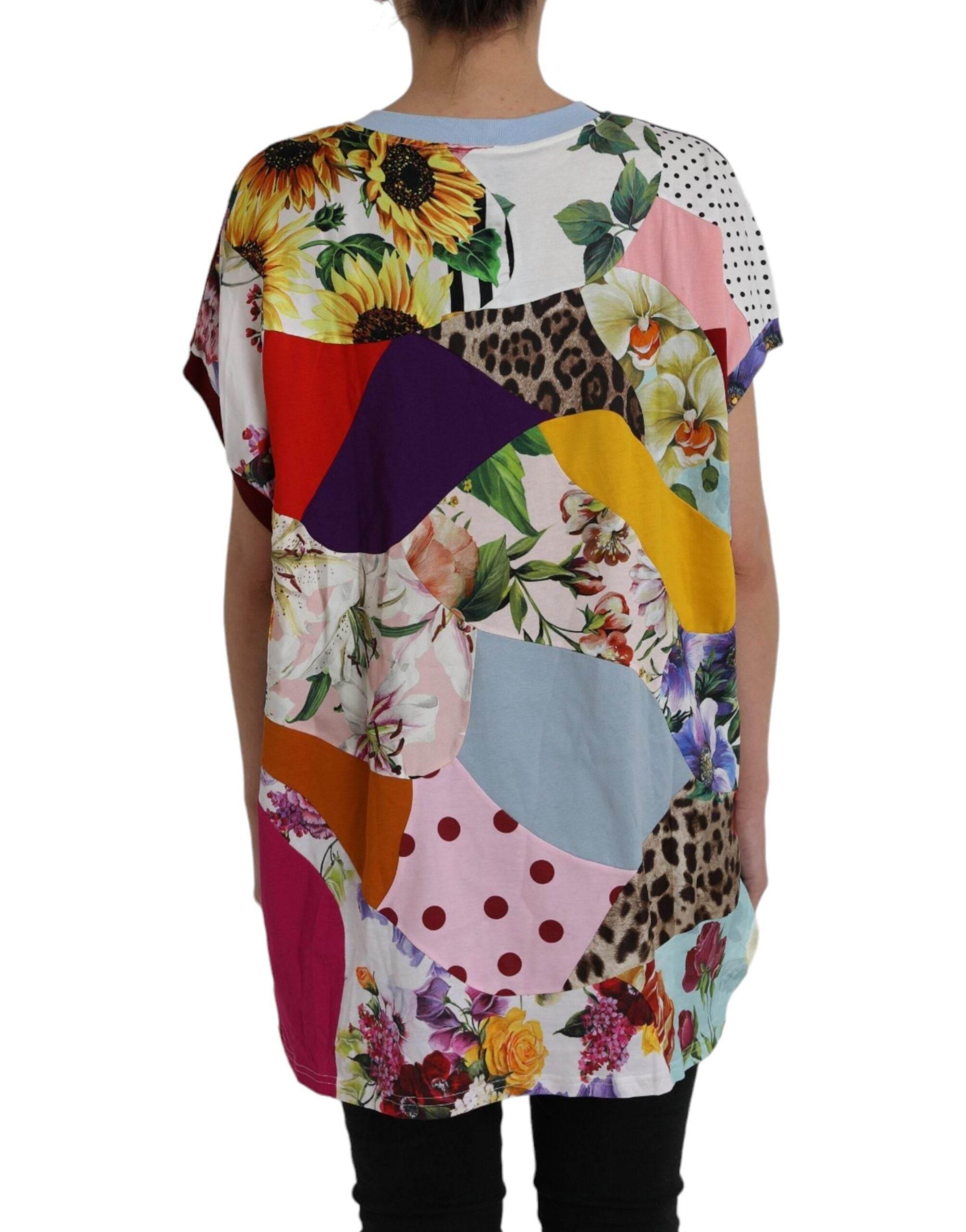 Dolce & Gabbana Multicolor Patchwork Cotton Silk Blouse Top - Hilstor