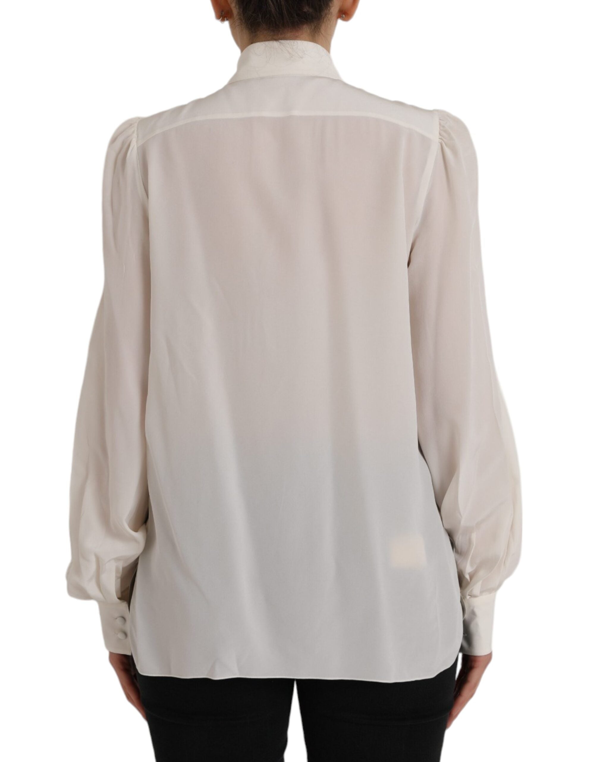 Dolce &amp; Gabbana Off White Langærmet Button Down Bluse Top