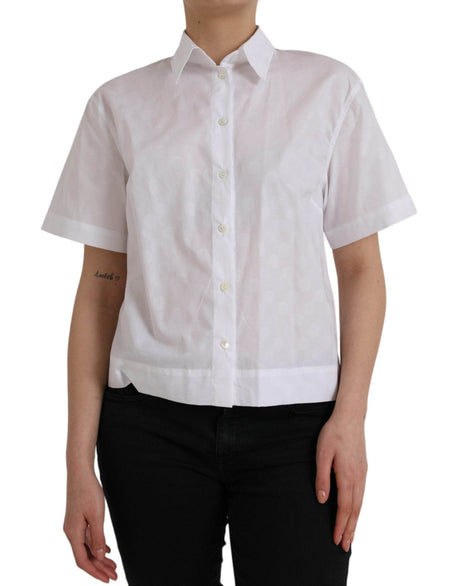 Dolce & Gabbana White Collared Short Sleeve Polo Shirt Top - Hilstor