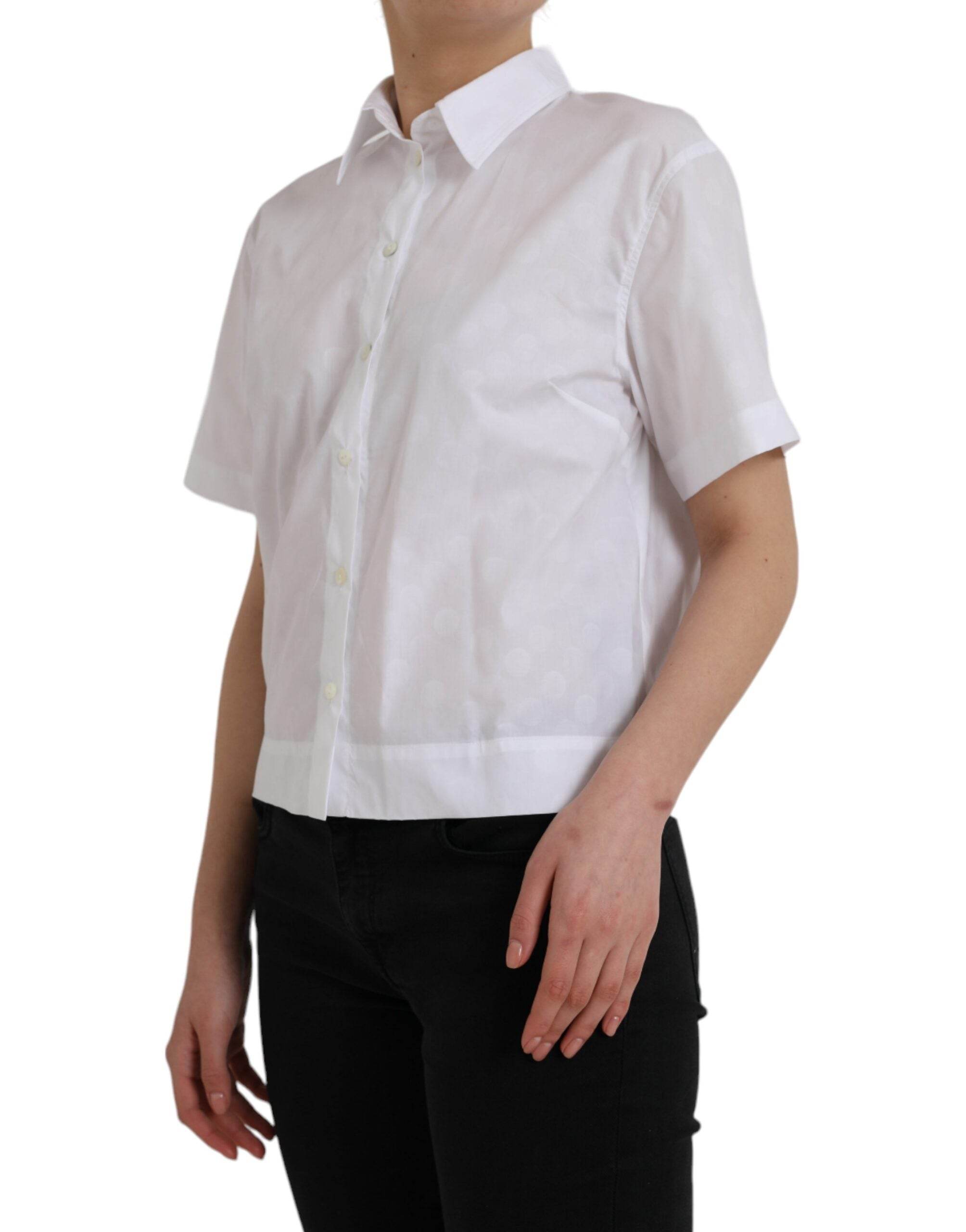 Dolce & Gabbana White Collared Short Sleeve Polo Shirt Top - Hilstor
