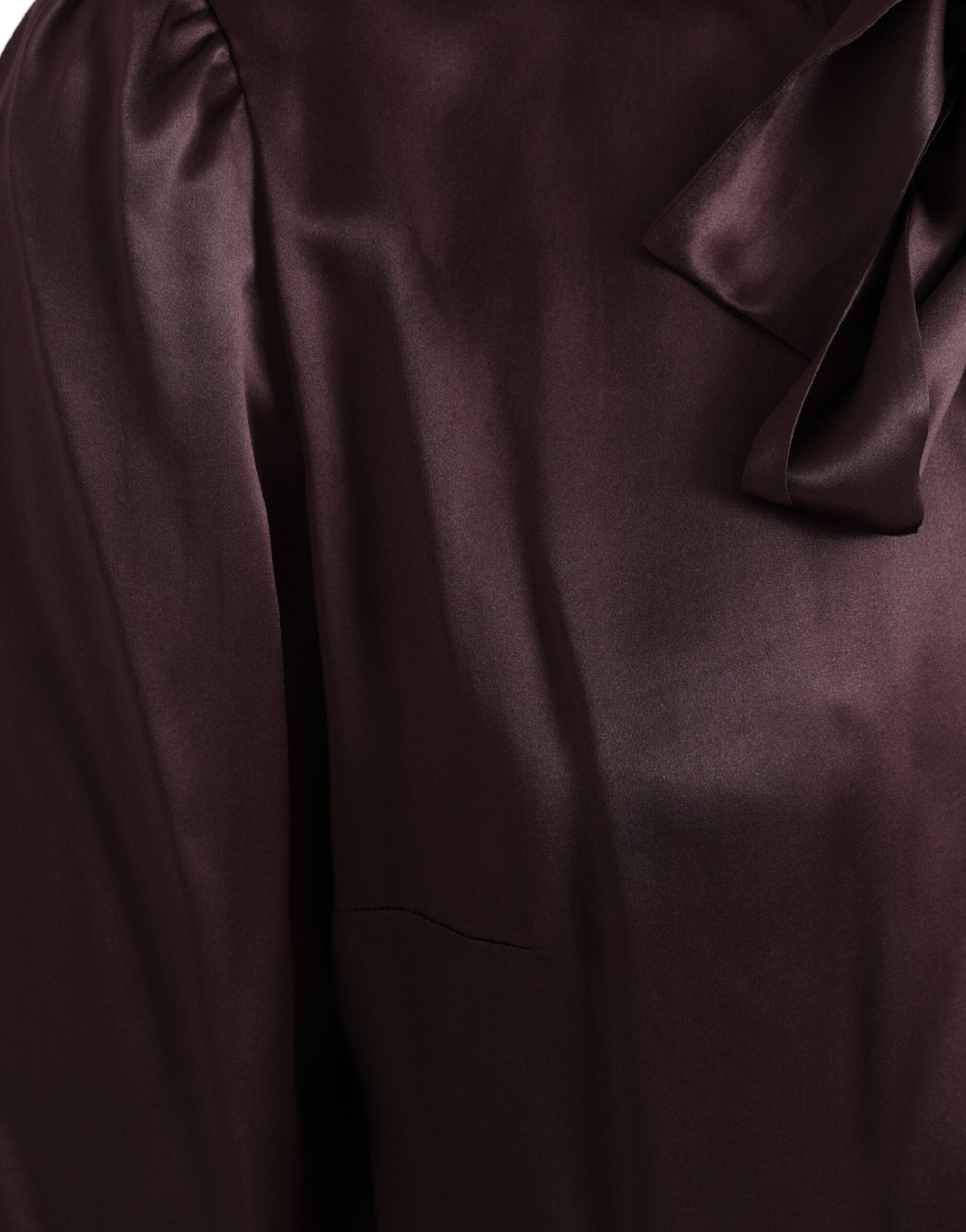 Dolce &amp; Gabbana Brown Ascot Collar langærmet topbluse