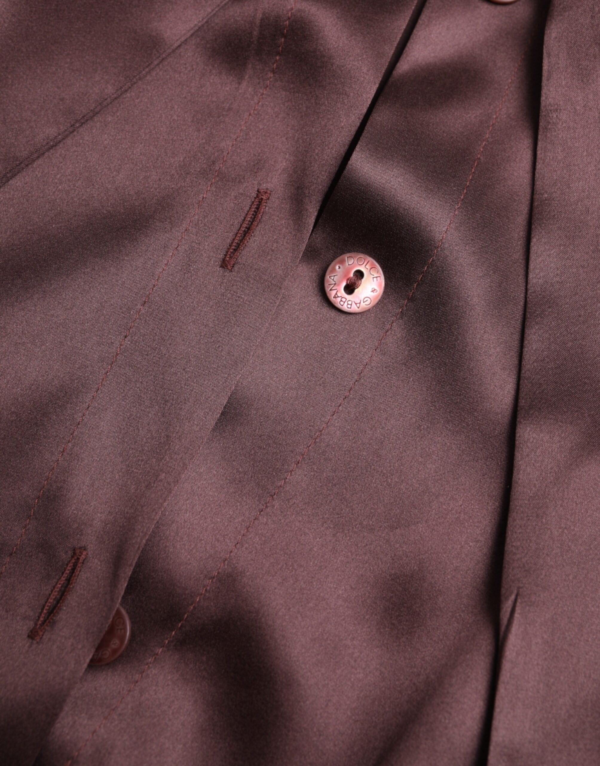 Dolce &amp; Gabbana Brown Ascot Collar langærmet topbluse
