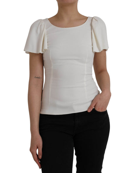 Dolce & Gabbana White Viscose Round Neck Short Sleeves Top - Hilstor