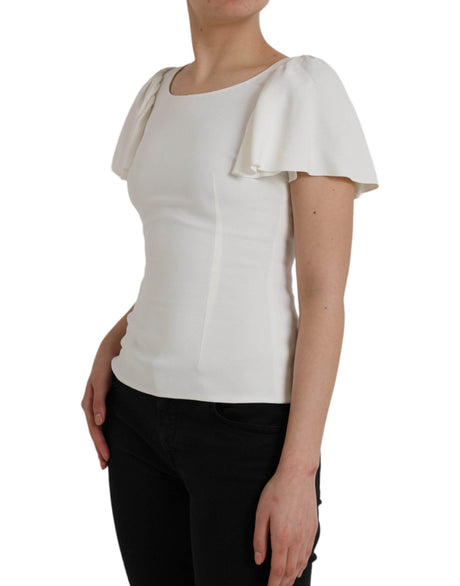 Dolce & Gabbana White Viscose Round Neck Short Sleeves Top - Hilstor