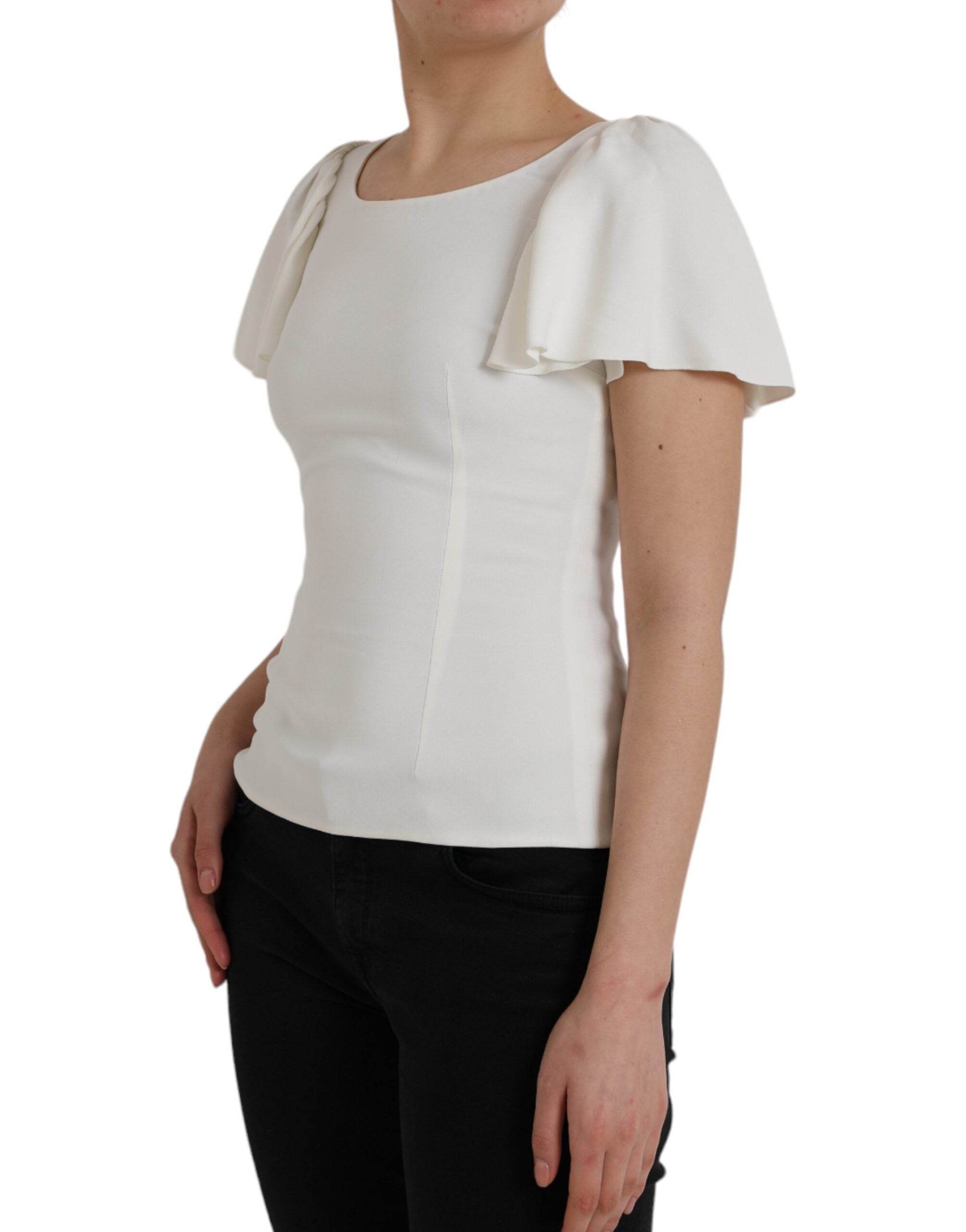 Dolce & Gabbana White Viscose Round Neck Short Sleeves Top - Hilstor