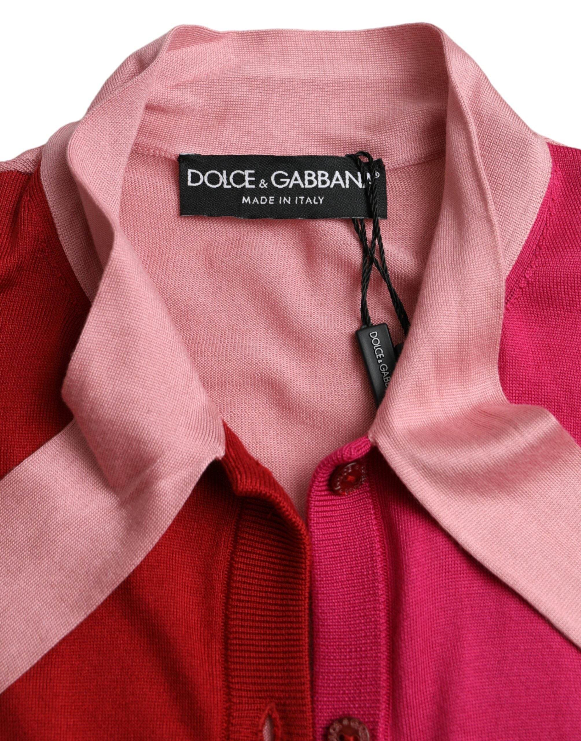 Dolce & Gabbana Pink Short Sleeves Pullover Ascot Collar Top - Hilstor