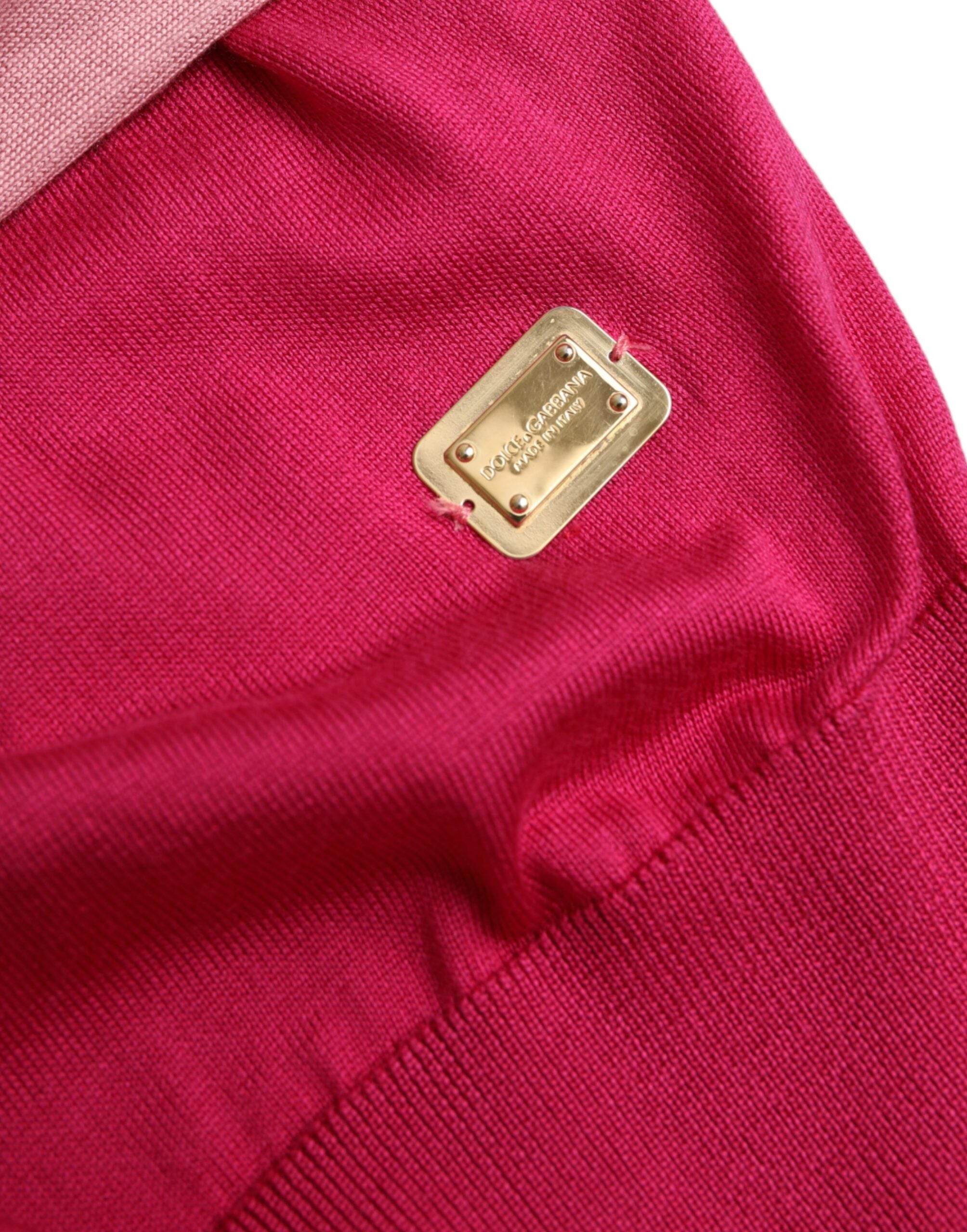 Dolce & Gabbana Pink Short Sleeves Pullover Ascot Collar Top - Hilstor