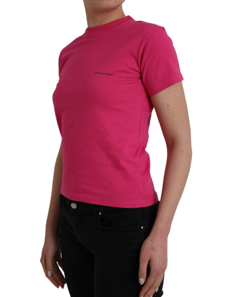 Balenciaga Pink Cotton Crew Neck Short Sleeves Tee T-shirt - Hilstor