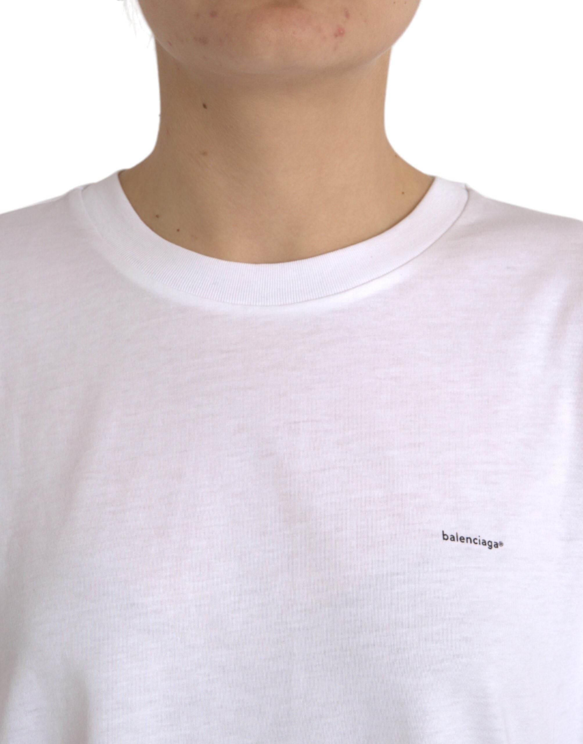 Balenciaga White Cotton Crew Neck Short Sleeves T-shirt - Hilstor