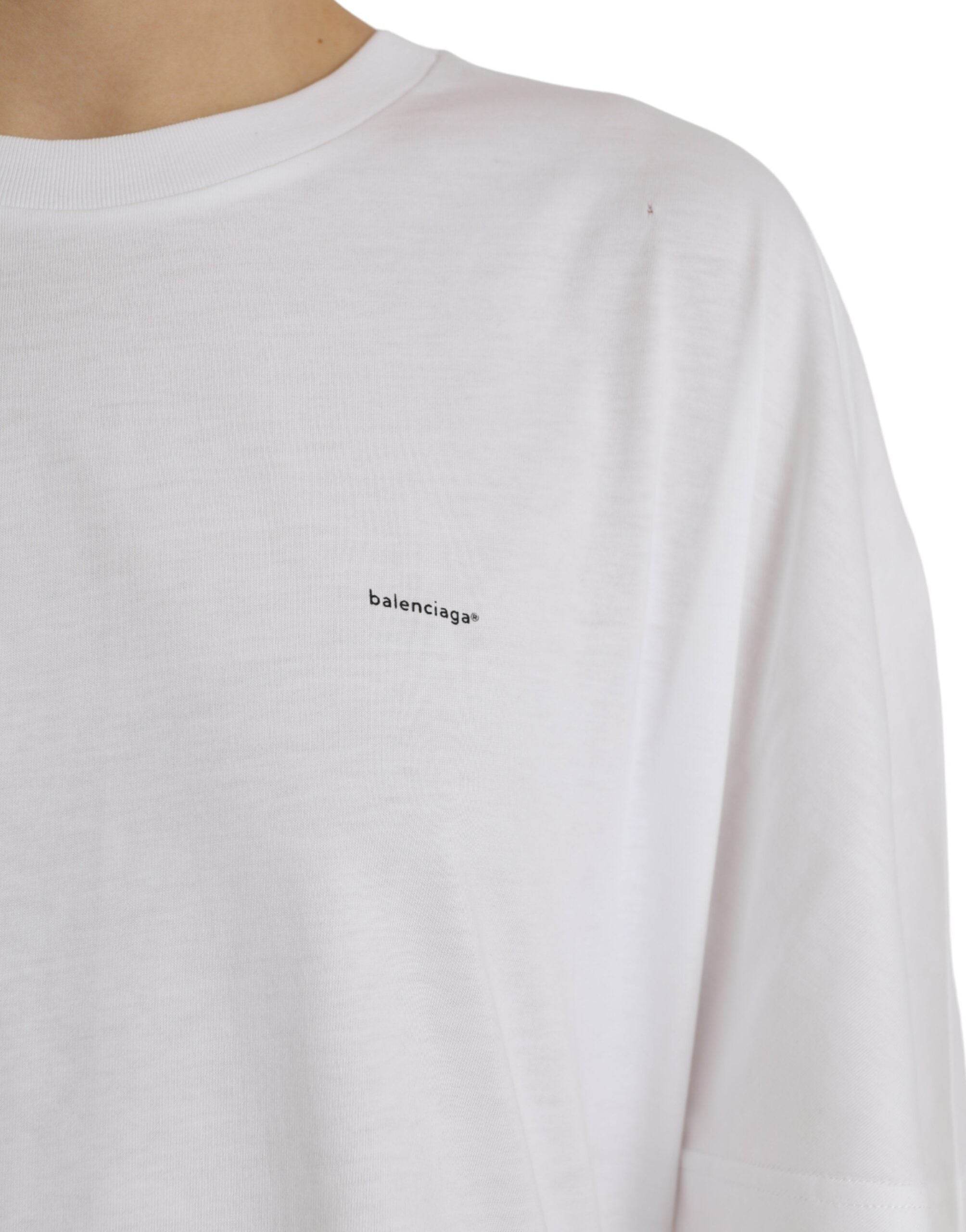 Balenciaga White Cotton Crew Neck Short Sleeves T-shirt - Hilstor
