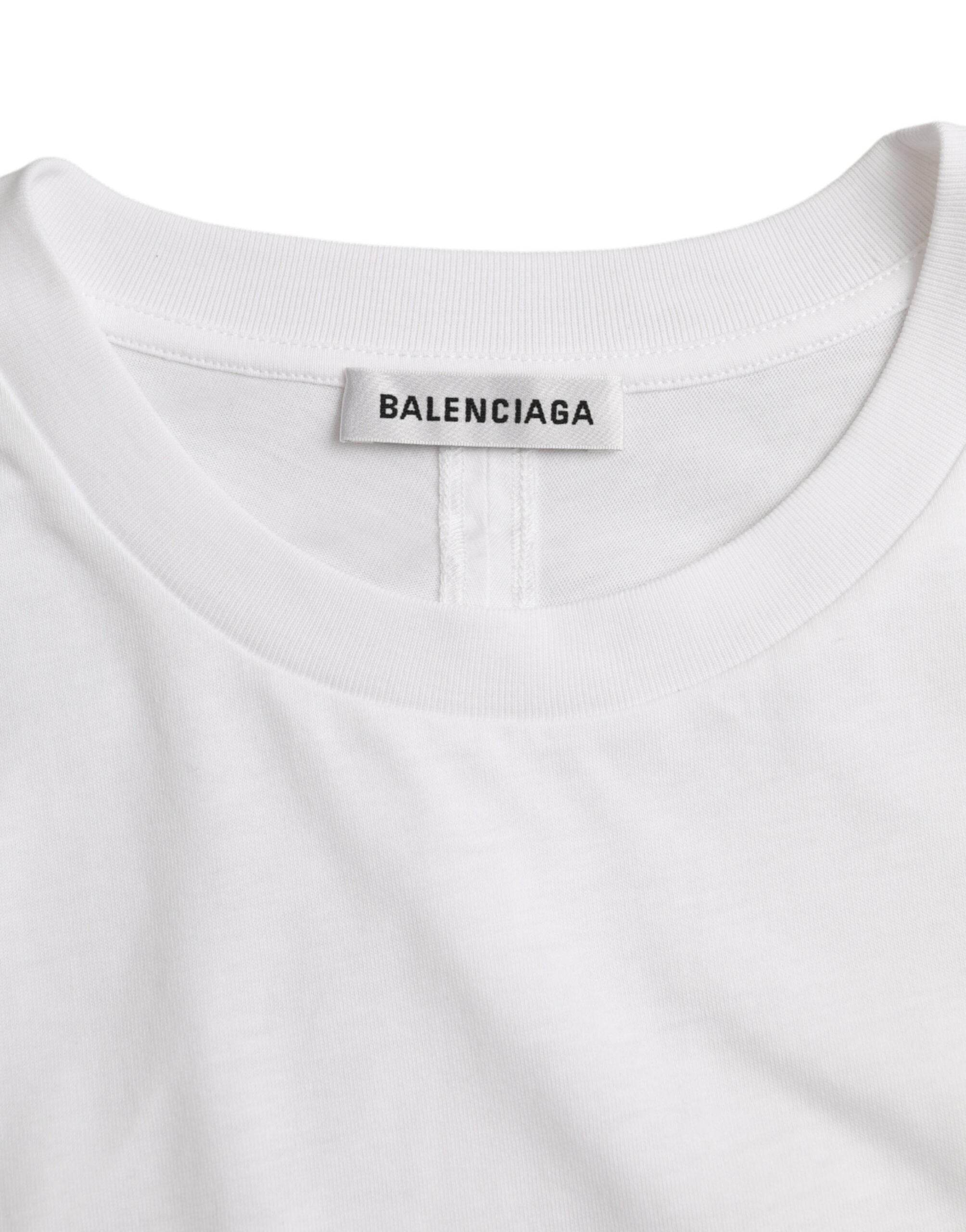 Balenciaga White Cotton Crew Neck Short Sleeves T-shirt - Hilstor