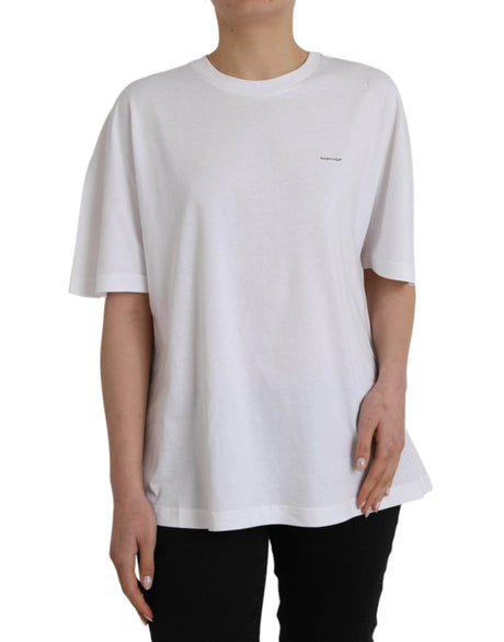 Balenciaga White Cotton Crew Neck Short Sleeves T-shirt - Hilstor