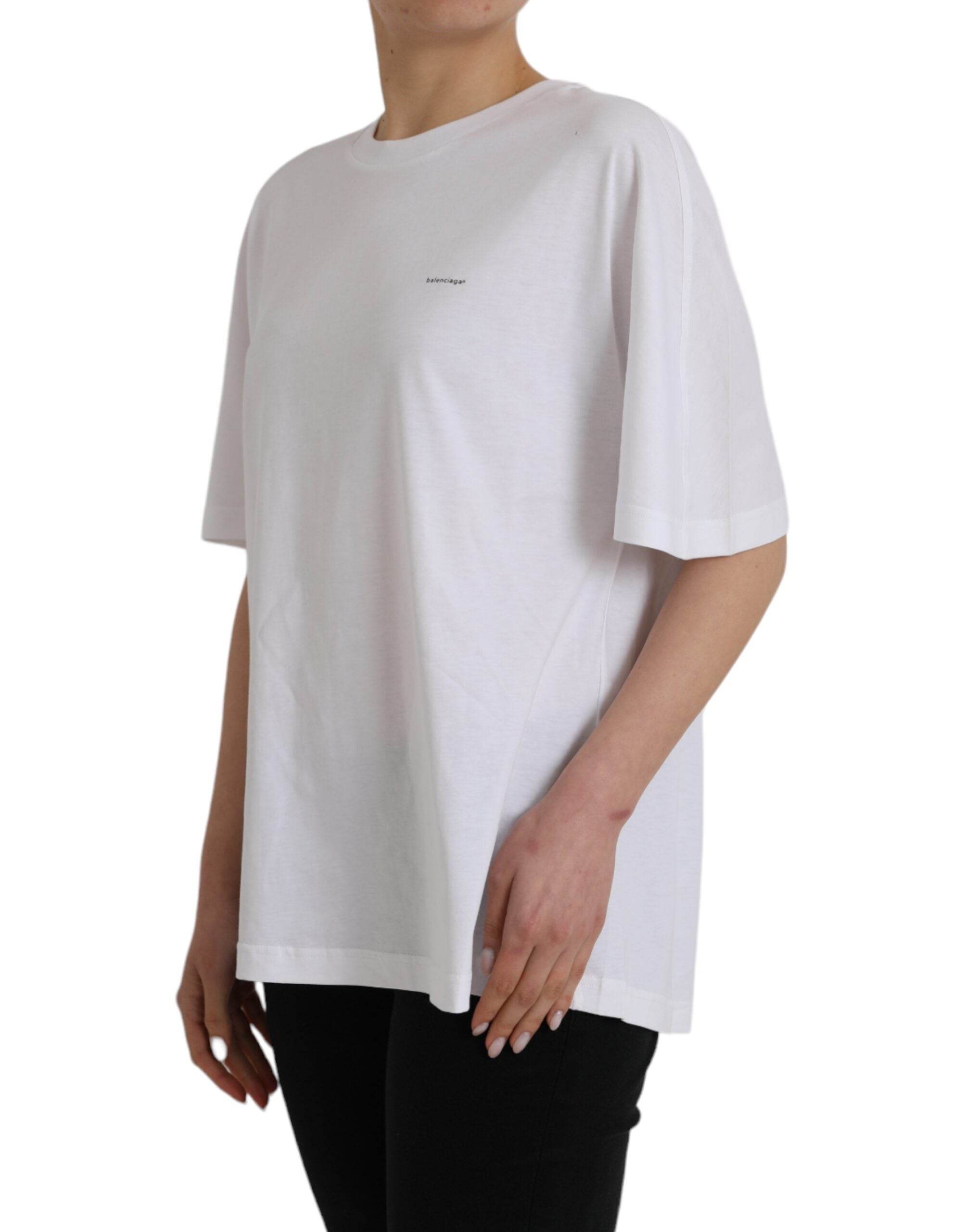 Balenciaga White Cotton Crew Neck Short Sleeves T-shirt - Hilstor