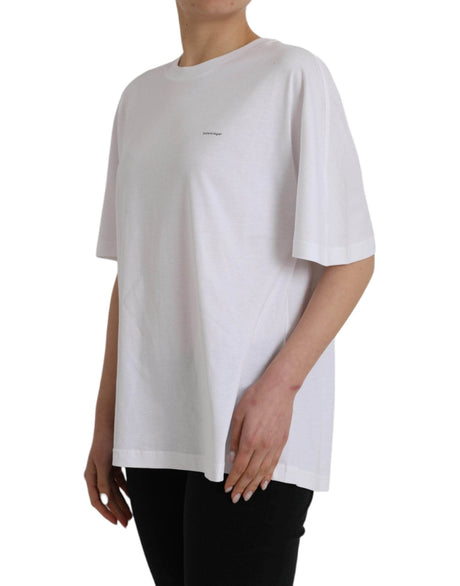 Balenciaga White Cotton Crew Neck Short Sleeves T-shirt - Hilstor