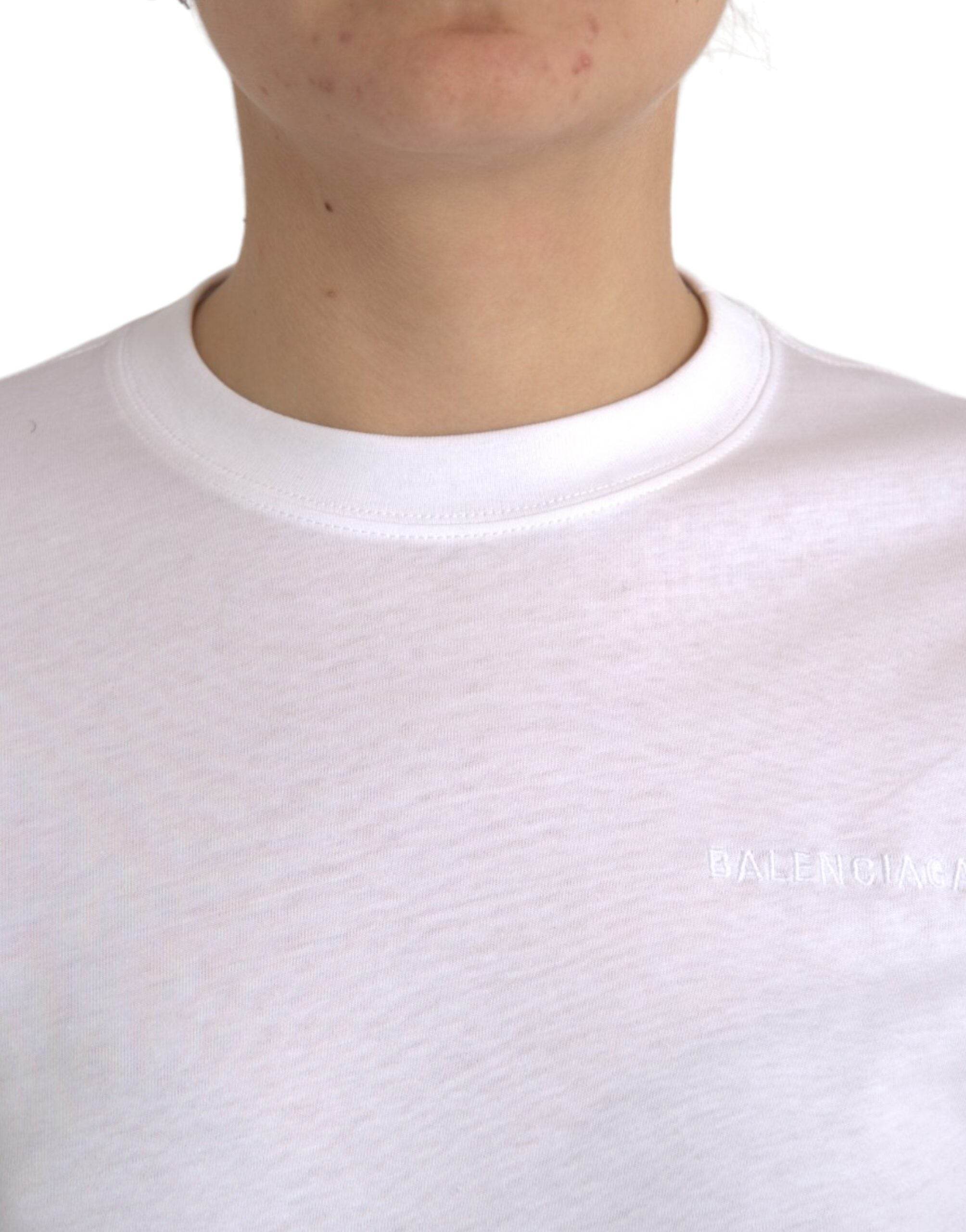 Balenciaga White Cotton Crew Neck Short Sleeves T-shirt - Hilstor