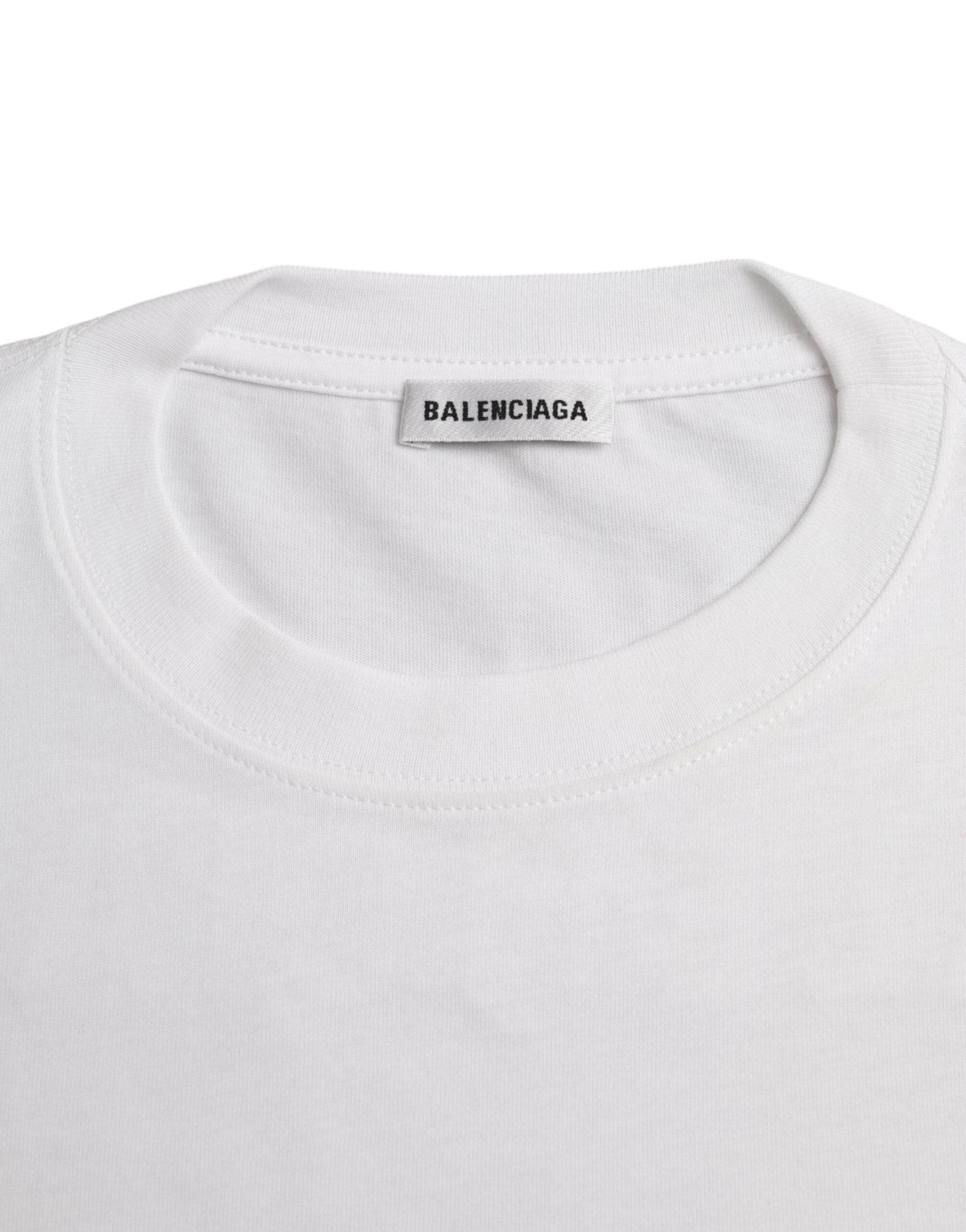 Balenciaga White Cotton Crew Neck Short Sleeves T-shirt - Hilstor